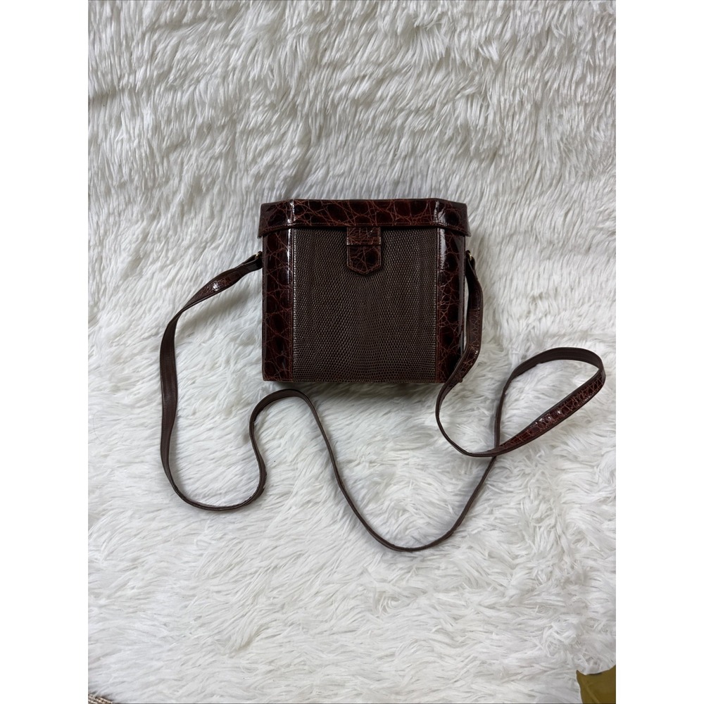Vintage Luc Benoit West Germany Reptile Embossed Leather Hard Shell Bag